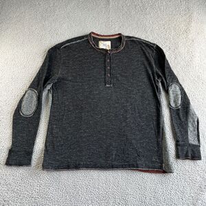 NEW 32 Bar Blues T Shirt Mens Extra Large Gray Pullover Henley Elbow Patch Sport